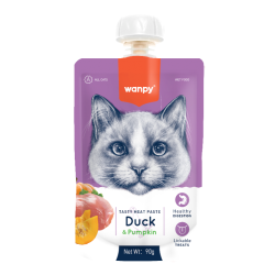 Pâtée en Gourde Wanpy – Canard & Citrouille pour Chat