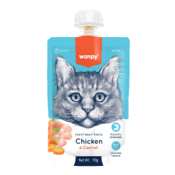 Pâtée en Gourde Wanpy pour Chat – Poulet & Carotte